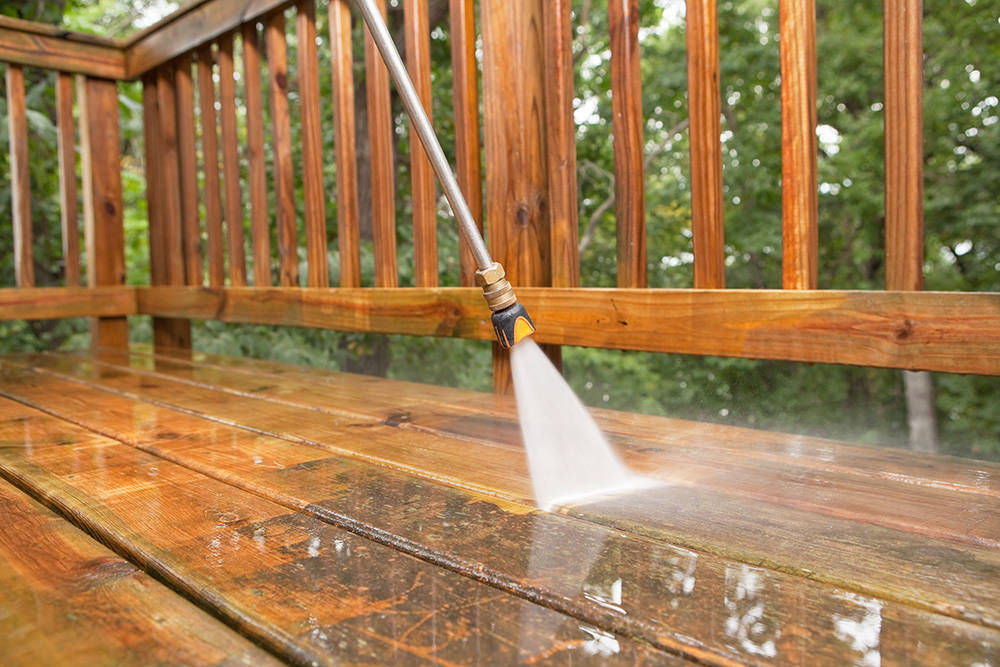 Decking prepared before re-staining